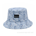 100% polyester sublimatie print emmer hoed geweven label